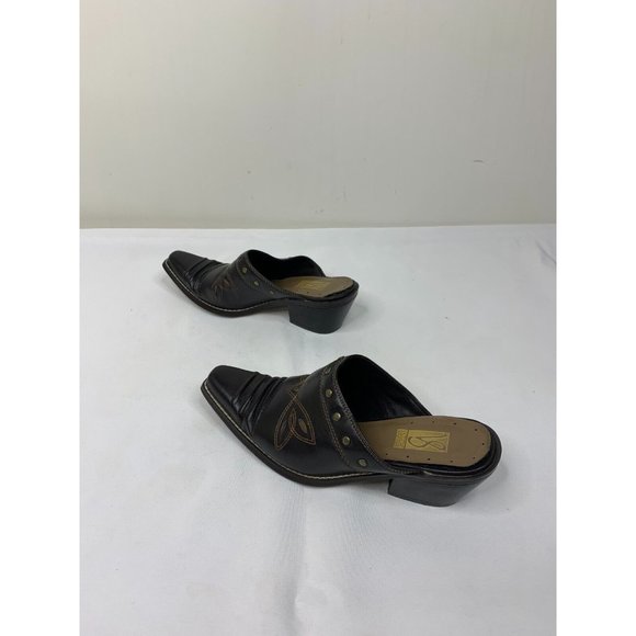 Victoria Spencer Womens 6M Brown Ranger Mule Heel Studded Slip On Clog Shoes - Picture 4 of 11